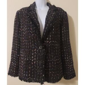 VTG Breckenridge Womens Blazer 16 Lined Frayed Hem